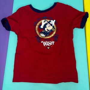 Disney Cruise Line Disney Wish Kids Red T-Shirt Captain Mickey Mouse Design